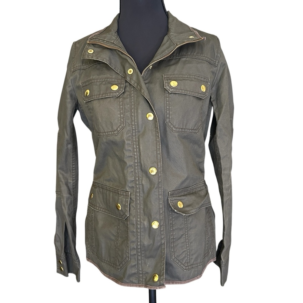 J. Crew Olive Utility Jacket with Gold Accents